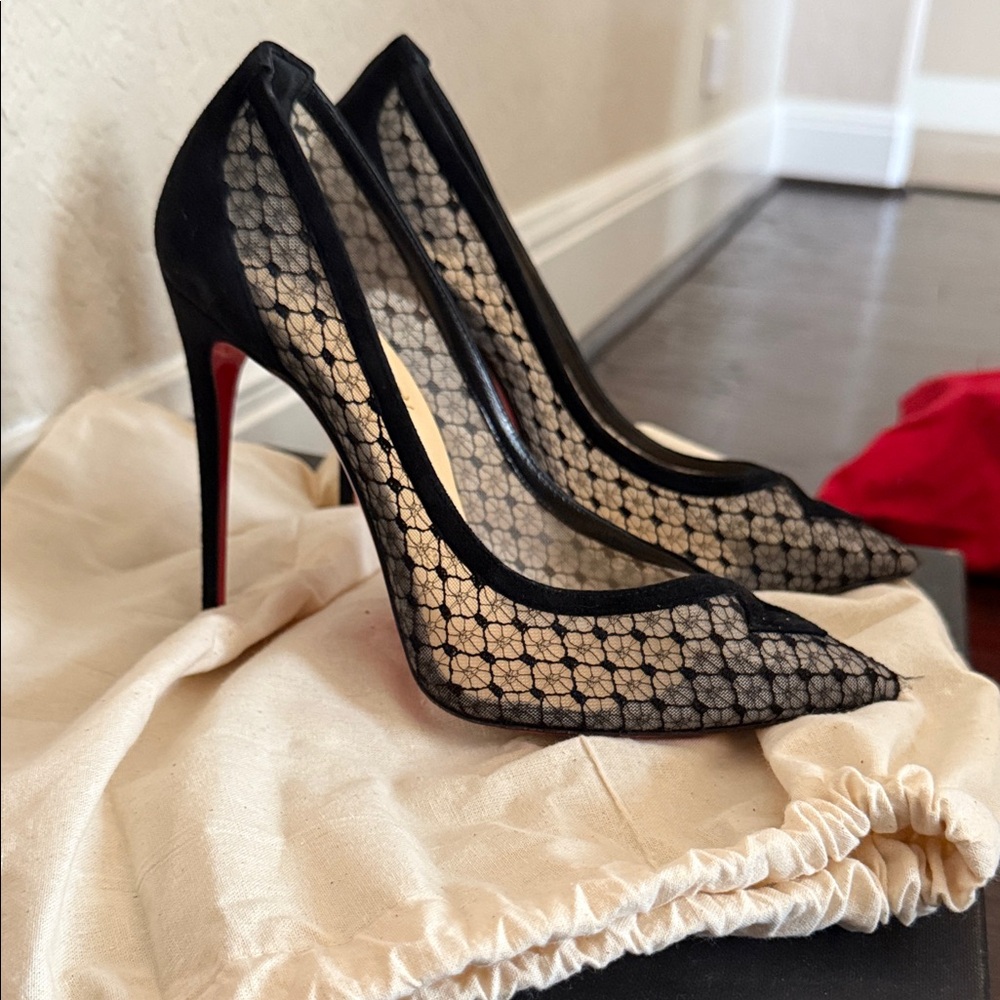 Christian Louboutin Black Lace Heels